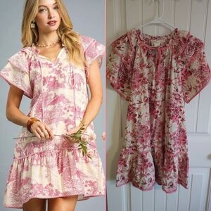 Umgee Floral Flowy Dress Size L